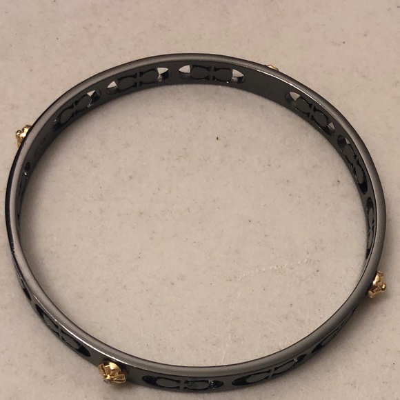 *RARE* COACH Signature C Two-Tone Bangle Bracelet Gunmetal & Gold - Picture 5 of 6